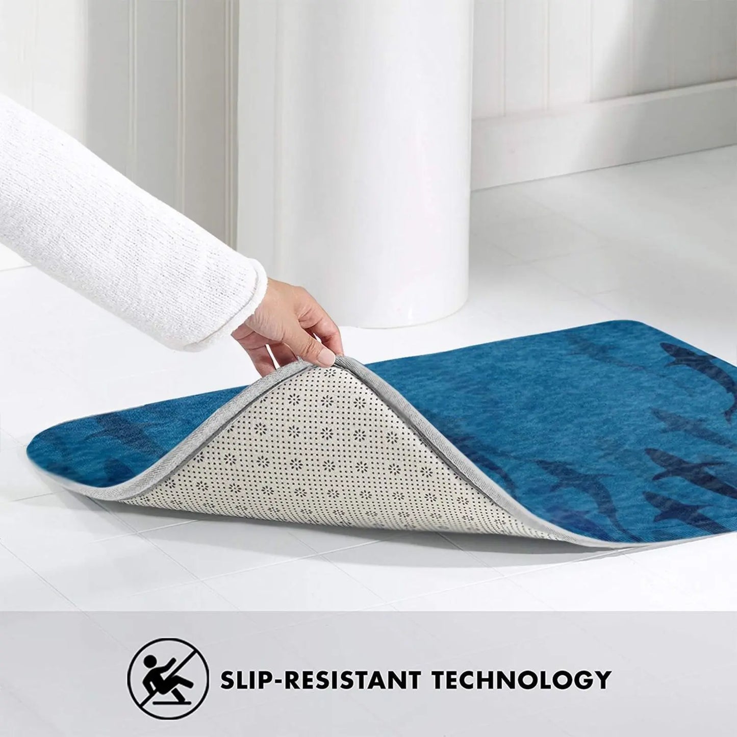 Sharks Soft Non-Slip Mat Rug 2463 Carpet Cushion Sharks Ocean Sea Waves Underwater