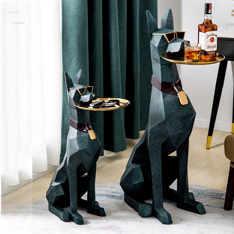 Light Luxury Living Room Sculptures Decor Creative Modern TV Cabinet Home Decoration Floor Dog Large Statues Decoration Crafts