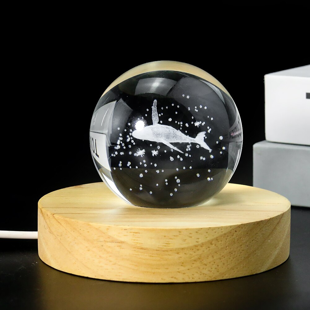 Muy Bien 60mm 3D Laser Inside Carving Whale Crystal Ball Paperweight Miniature Crafts Photography Prop Home Decoration Ornament