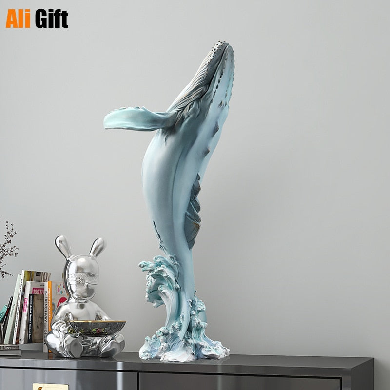 Modern Luxury Floor Whale FRP Ornaments Home Livingroom Figurines Crafts Hotel Accessories Entrance Porch Sculpture  Decoration