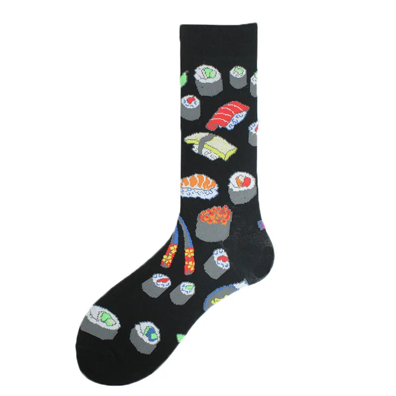 Shark Duck Beer Soldier Design Hip Hop Funny Socks Men Happy Sushi Hamburg Ice Cream Chips Pattern Crew Skateboard Sokken Unisex