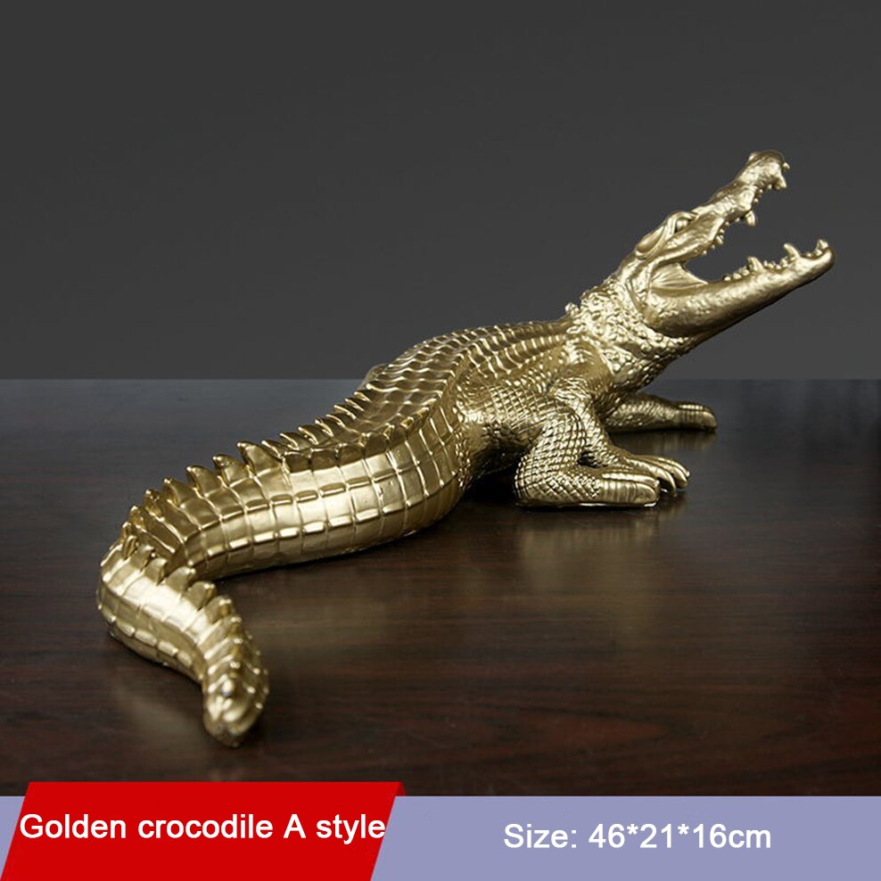 Crocodile Ornaments Resin Animal Figurines TV Cabinet Living Room Home Decoration Resin Crocodile Office Lucky Furnishings