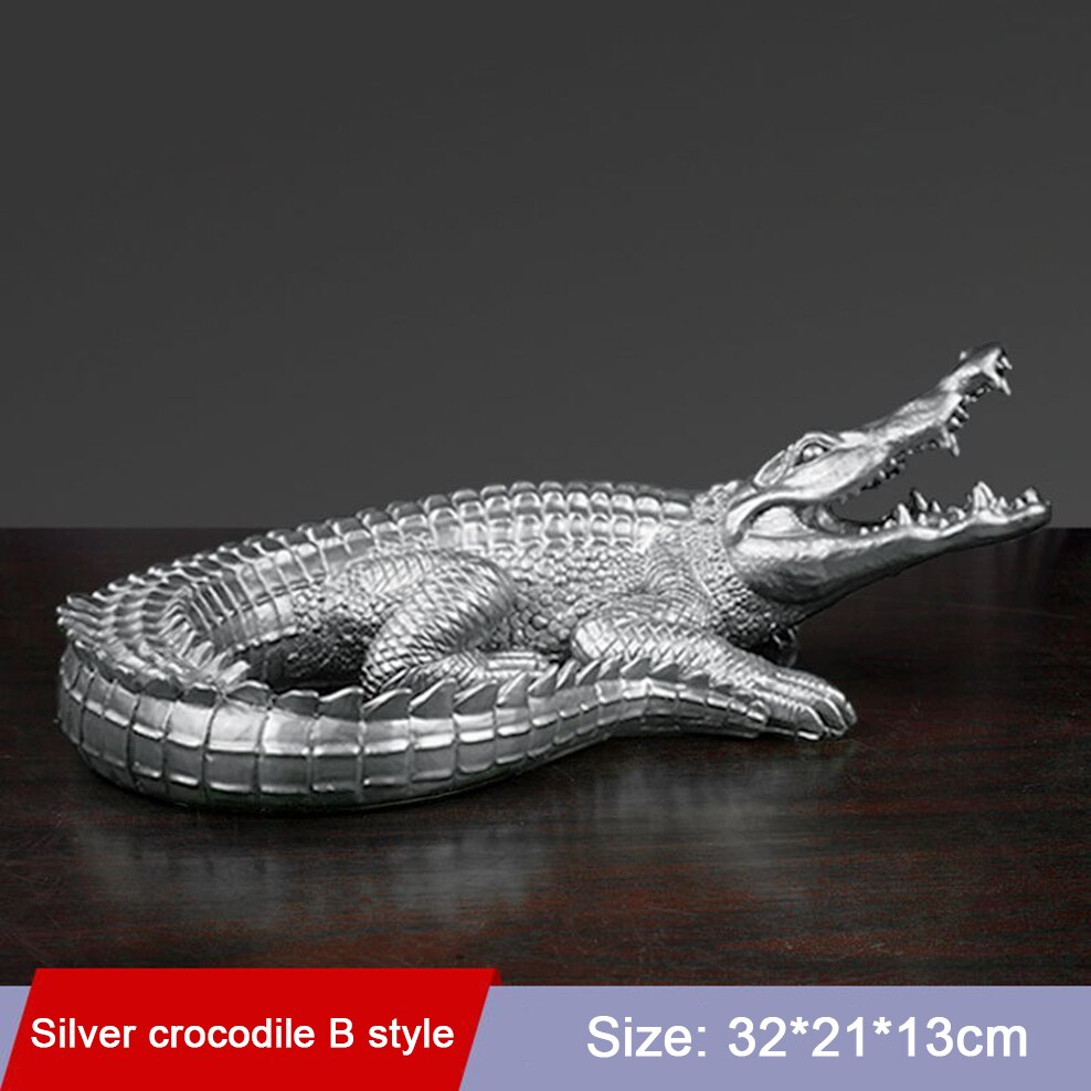 Crocodile Ornaments Resin Animal Figurines TV Cabinet Living Room Home Decoration Resin Crocodile Office Lucky Furnishings