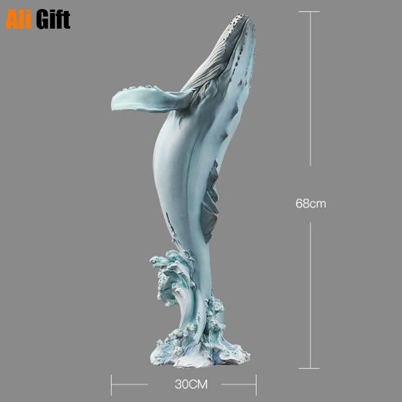 Modern Luxury Floor Whale FRP Ornaments Home Livingroom Figurines Crafts Hotel Accessories Entrance Porch Sculpture  Decoration