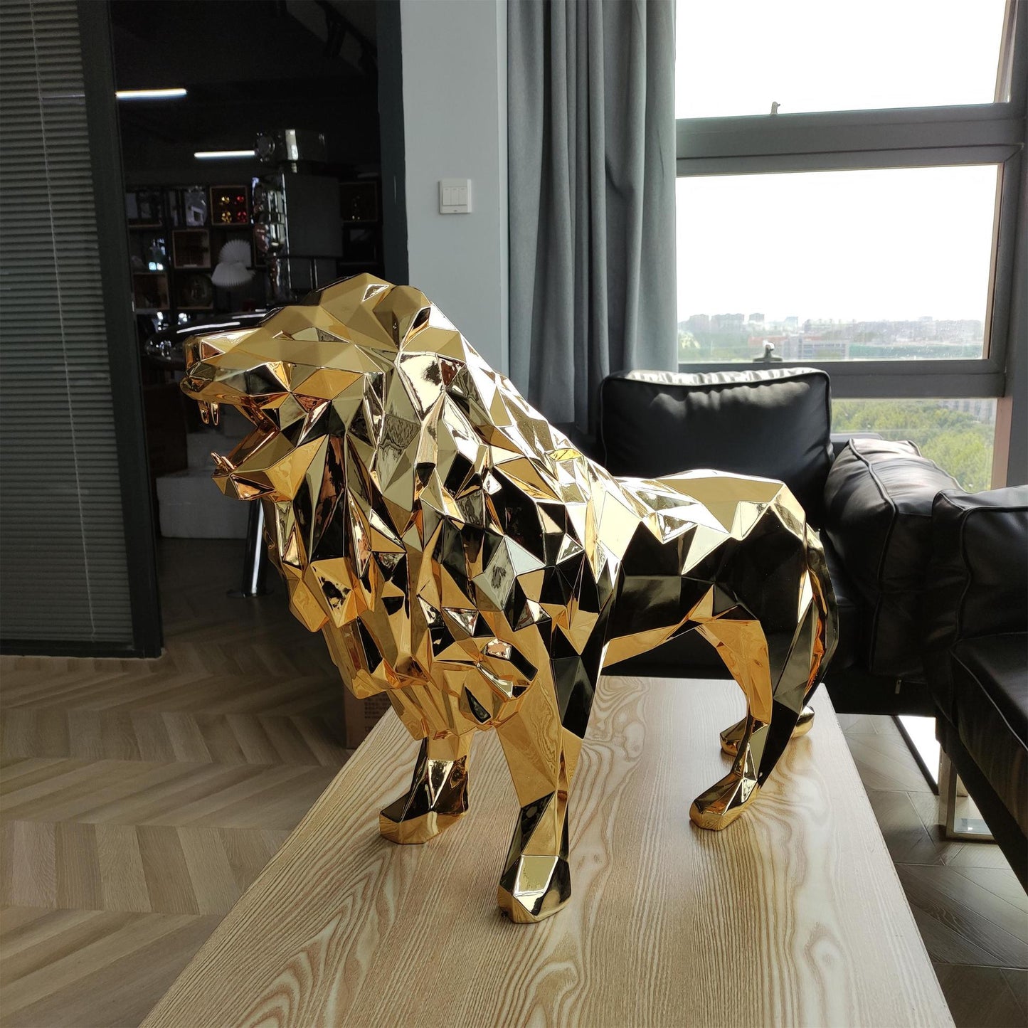 1PCS Top Quality 78*30*56cm Geometric Lion Resin Crafts Sculpture Ornaments Simulation Animal Home Decoration Garden Furnishings