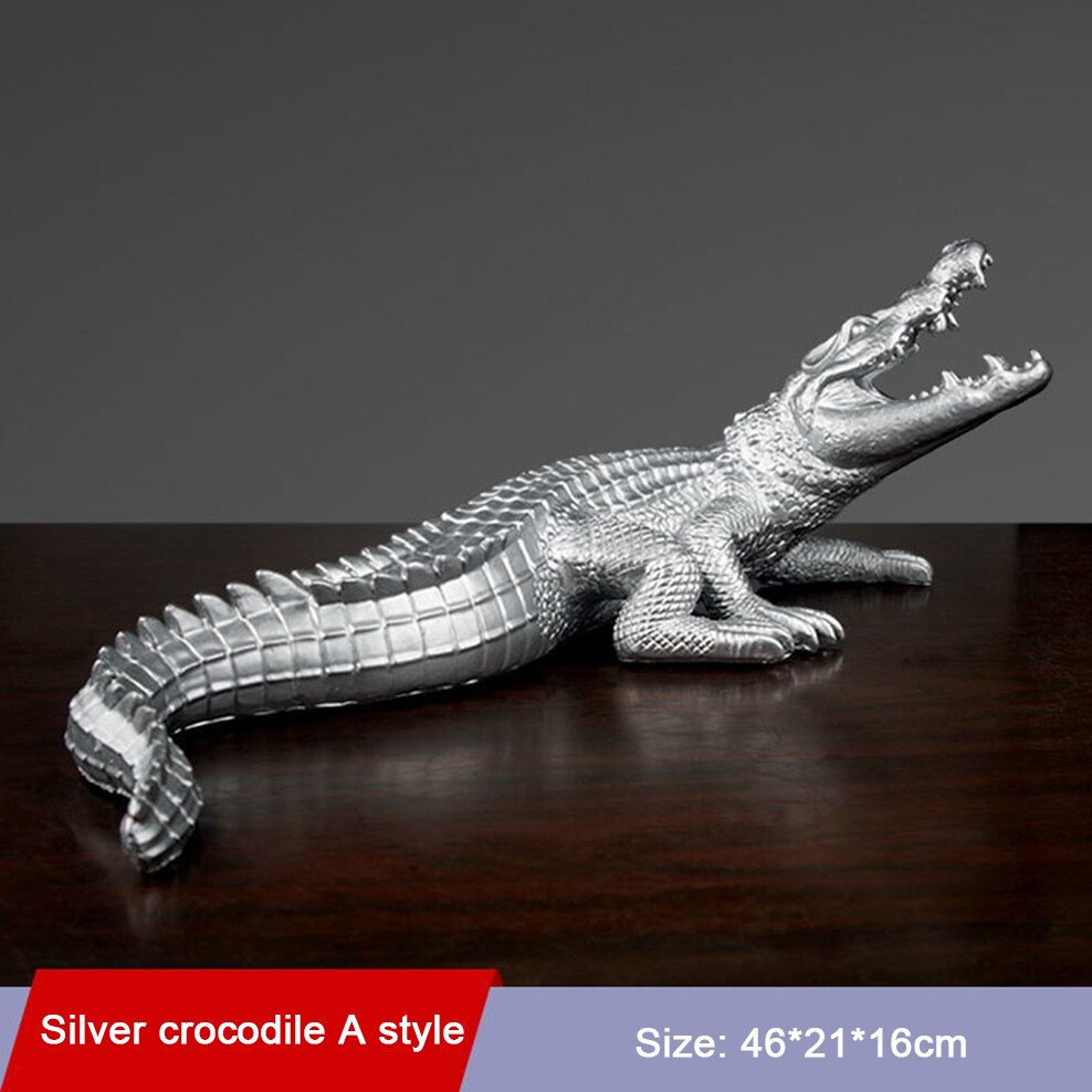 Crocodile Ornaments Resin Animal Figurines TV Cabinet Living Room Home Decoration Resin Crocodile Office Lucky Furnishings