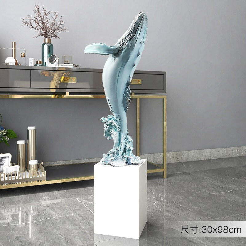 Modern Luxury Floor Whale FRP Ornaments Home Livingroom Figurines Crafts Hotel Accessories Entrance Porch Sculpture  Decoration