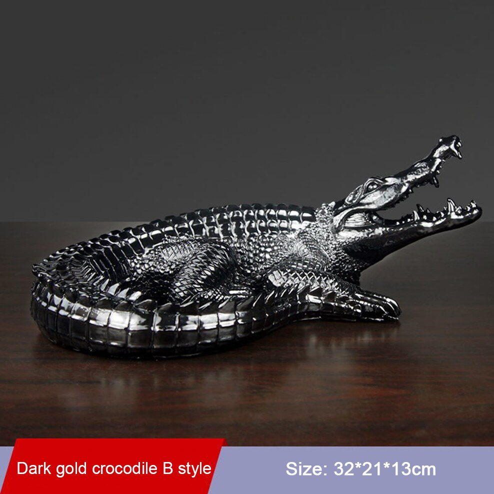 Crocodile Ornaments Resin Animal Figurines TV Cabinet Living Room Home Decoration Resin Crocodile Office Lucky Furnishings