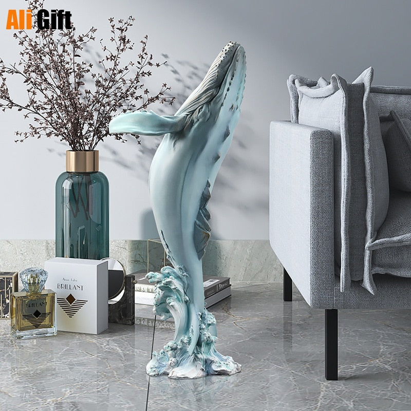 Modern Luxury Floor Whale FRP Ornaments Home Livingroom Figurines Crafts Hotel Accessories Entrance Porch Sculpture  Decoration