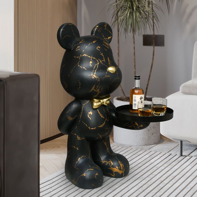 Home Decor Creative Doll Bear Floor Ornament Living Room Trend Soft Decoration Welcome Reception Storage Tray Animal Statue Gift