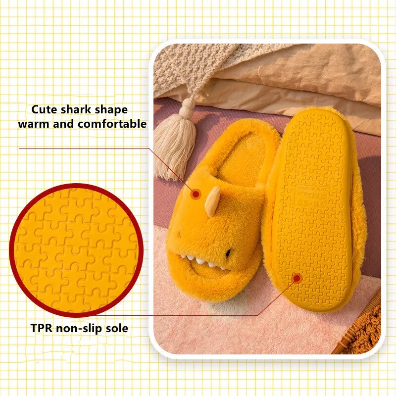 Shark Slippers Women Winter Cotton Slippers 2023 New Home Couples Fashion Shoes Warm Women Men Indoor Household Funny Slippers