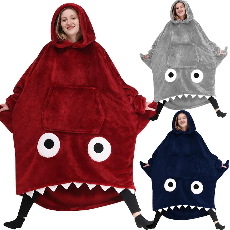 Cartoon Shark Sleeping Bag Pajamas Office Nap Shark Blanket Karakal High Quality Fabric Mermaid Shawl Blanket For Children Adult