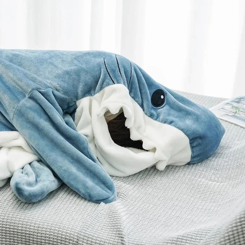 Fabric Cartoon Shark Sleeping Bag Shawl Blanket Wearable Blanket Shark  Blanket