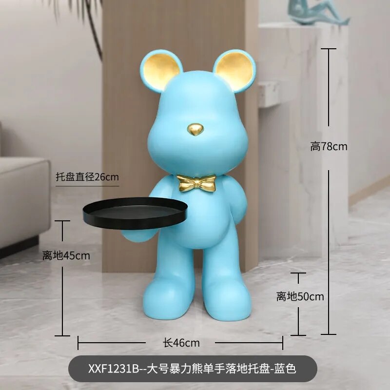 Home Decor Creative Doll Bear Floor Ornament Living Room Trend Soft Decoration Welcome Reception Storage Tray Animal Statue Gift