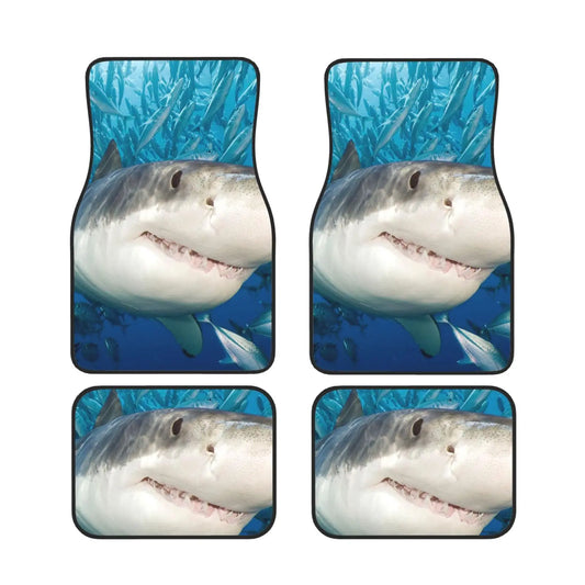 Shark in The Lake Printed Car Floor Mats Universal Car Front Rear Floor Foot Mats Anti-Slip Car Mat Set of 4 Pieces for SUV