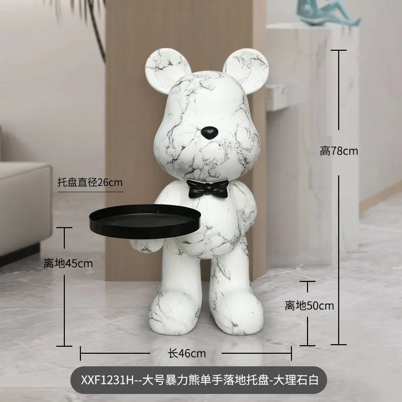 Home Decor Creative Doll Bear Floor Ornament Living Room Trend Soft Decoration Welcome Reception Storage Tray Animal Statue Gift