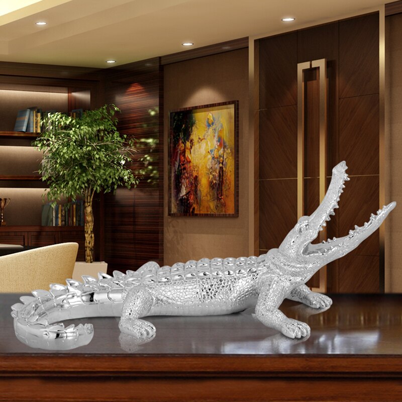 Crocodile Sculpture Ornaments Resin Crafts Animal Figurine Office TV Cabinet Porch Statue Ornaments Home Decoration Accessories