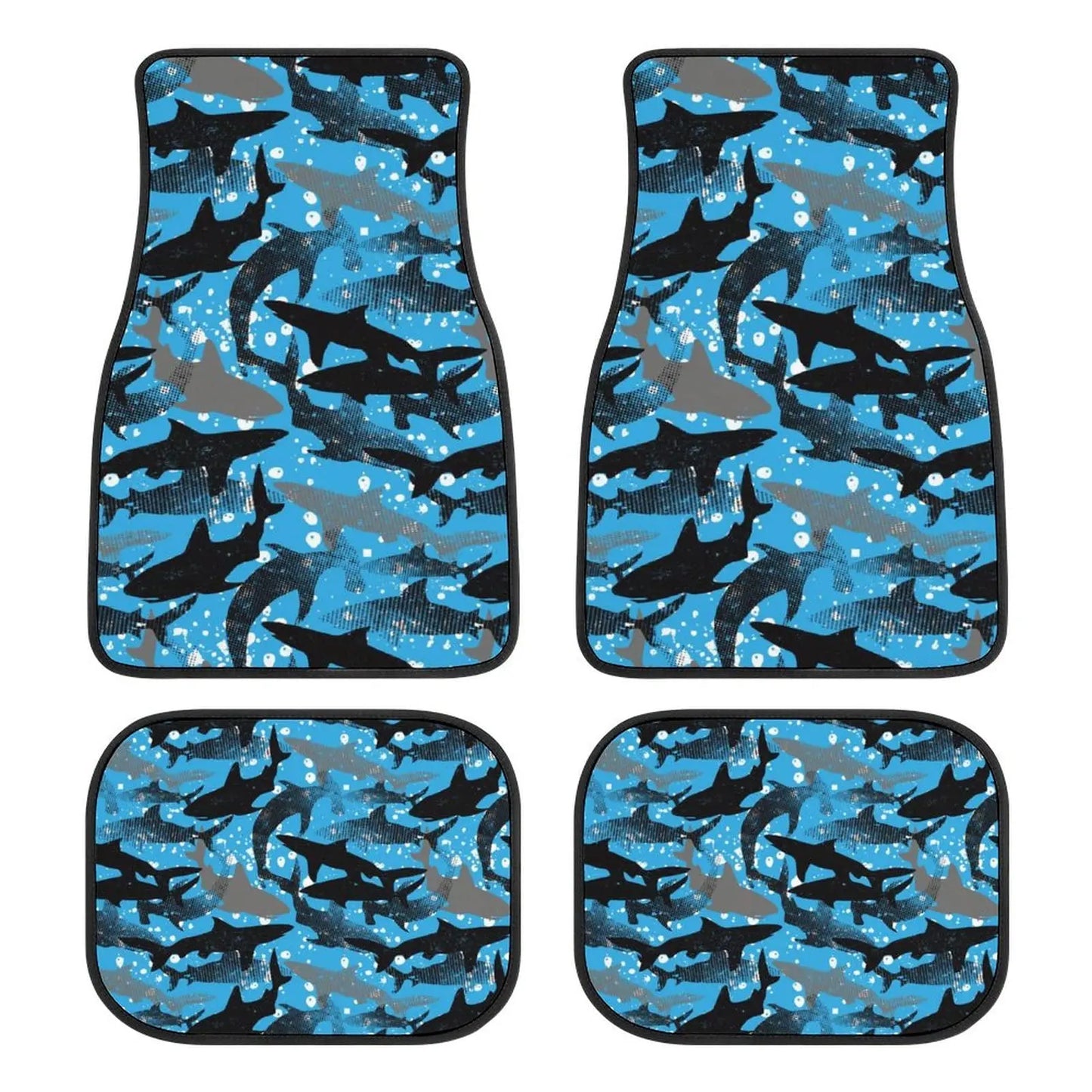 Shark in The Lake Printed Car Floor Mats Universal Car Front Rear Floor Foot Mats Anti-Slip Car Mat Set of 4 Pieces for SUV