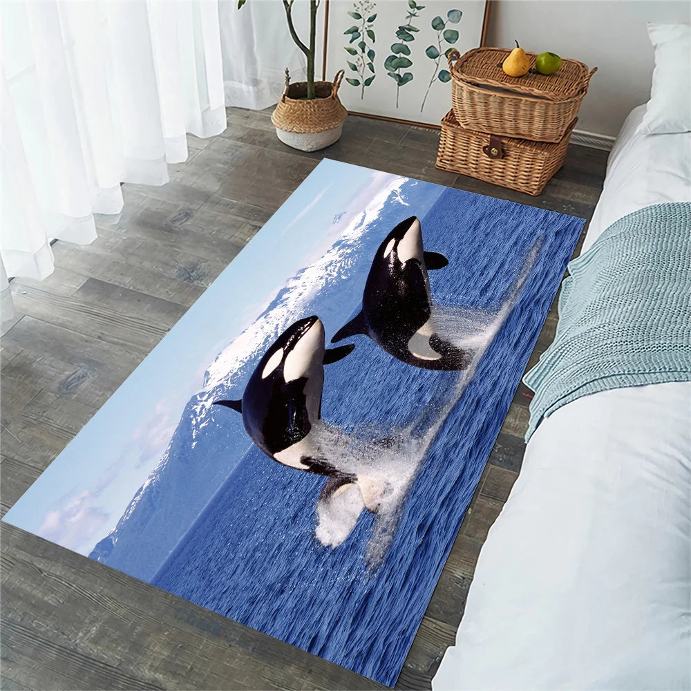 CLOOCL Newest Carpet Dolphins and Sharks Animal Graphics 3D Printed Carpets for Living Room Area Rug Indoor Doormats Home Decor