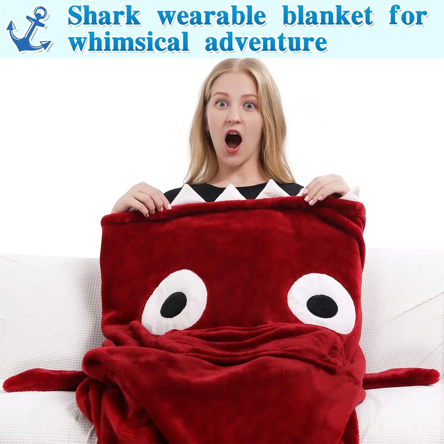 Cartoon Shark Sleeping Bag Pajamas Office Nap Shark Blanket Karakal High Quality Fabric Mermaid Shawl Blanket For Children Adult