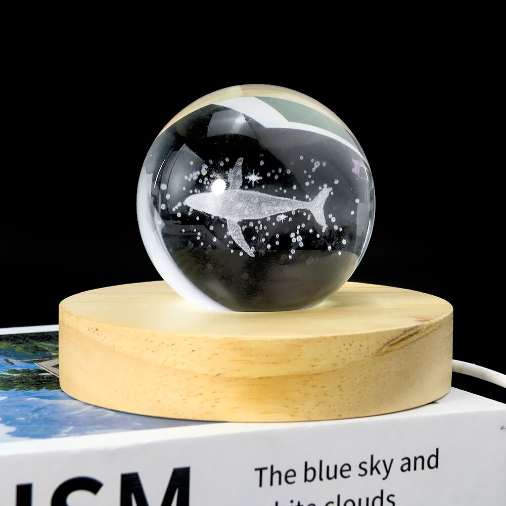 Muy Bien 60mm 3D Laser Inside Carving Whale Crystal Ball Paperweight Miniature Crafts Photography Prop Home Decoration Ornament