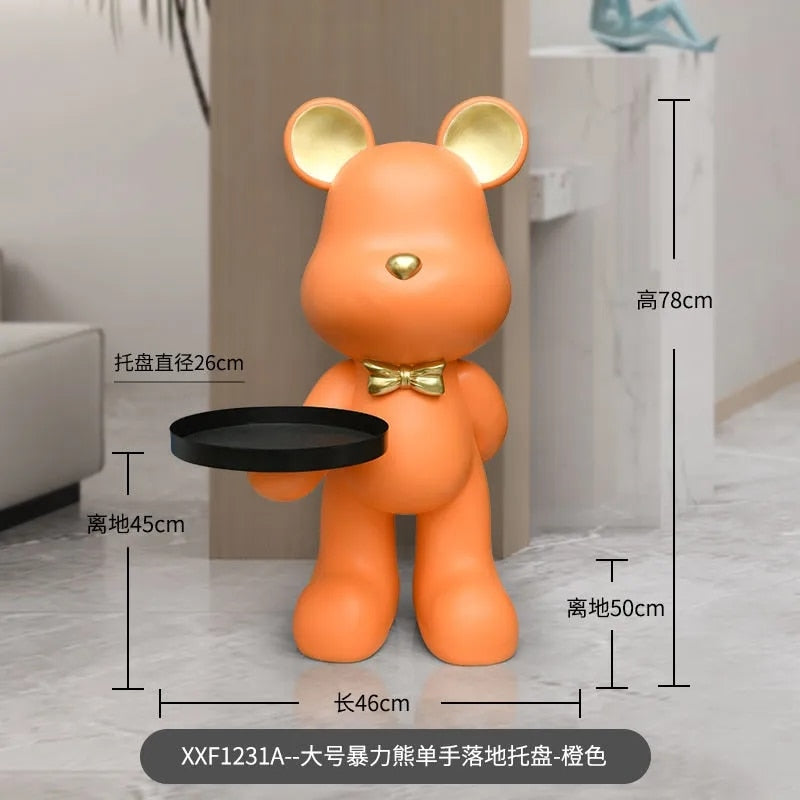 Home Decor Creative Doll Bear Floor Ornament Living Room Trend Soft Decoration Welcome Reception Storage Tray Animal Statue Gift