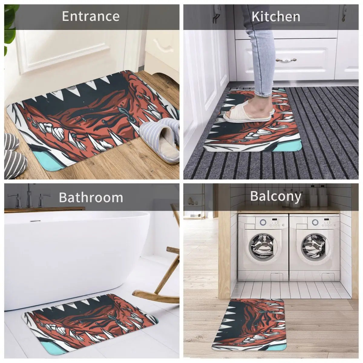 Great White Shark Doormat Bathroom Modern Soft Living Room Hallway Carpet Decor Floor Rug Area Rugs