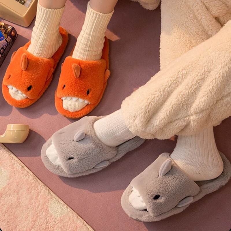 Shark Slippers Women Winter Cotton Slippers 2023 New Home Couples Fashion Shoes Warm Women Men Indoor Household Funny Slippers