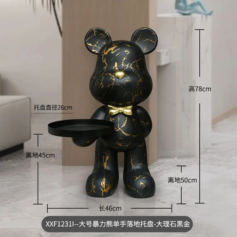 Home Decor Creative Doll Bear Floor Ornament Living Room Trend Soft Decoration Welcome Reception Storage Tray Animal Statue Gift