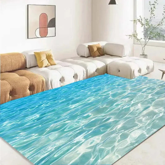 15 Sizes 3D Ocean Sea Water Rug Sea Carpet for Living Room Non-slip Bedroom Rug  Birthday Gift  Area Rug Soft Bathroom Doormat