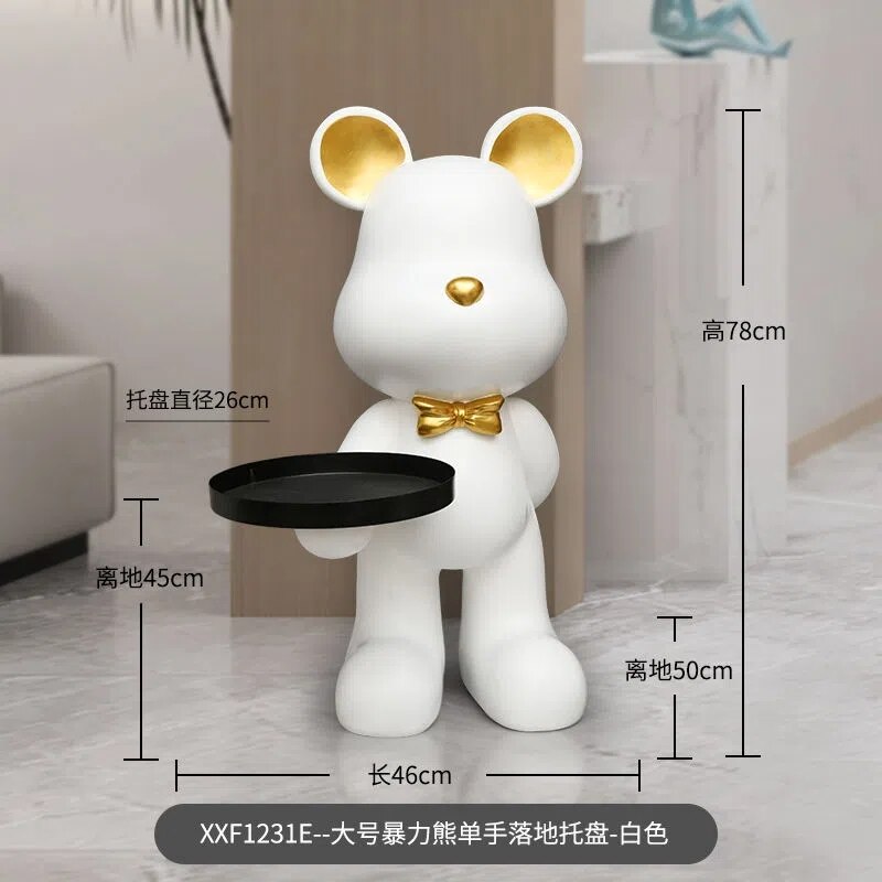 Home Decor Creative Doll Bear Floor Ornament Living Room Trend Soft Decoration Welcome Reception Storage Tray Animal Statue Gift