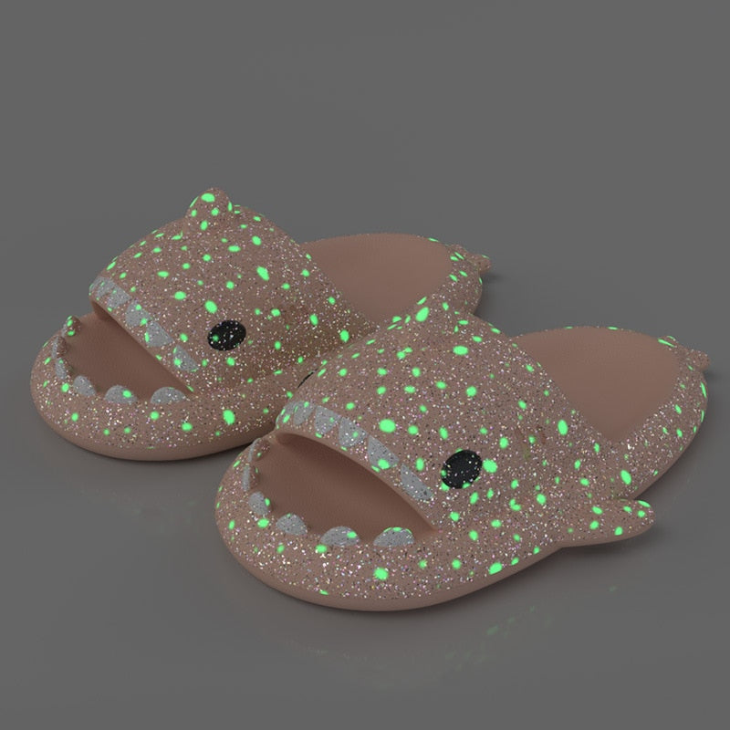 3cm Thick Sole Man Women Shark Slippers Luminous Shark Slippers Summer Adult Couples Cool Slippers Home Anti-skid Slippers