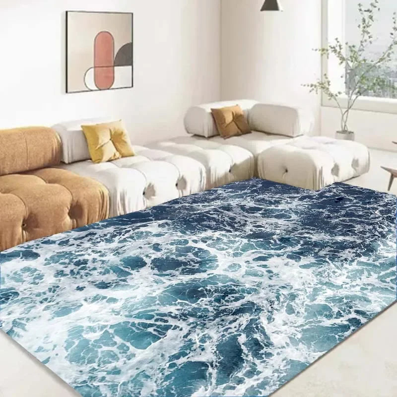 Water Rug Design 15 Sizes 3D Ocean Sea Water Rug Sea Carpet for Living Room Non-slip Be ...