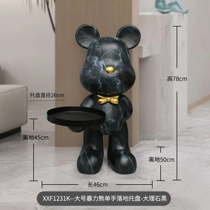 Home Decor Creative Doll Bear Floor Ornament Living Room Trend Soft Decoration Welcome Reception Storage Tray Animal Statue Gift