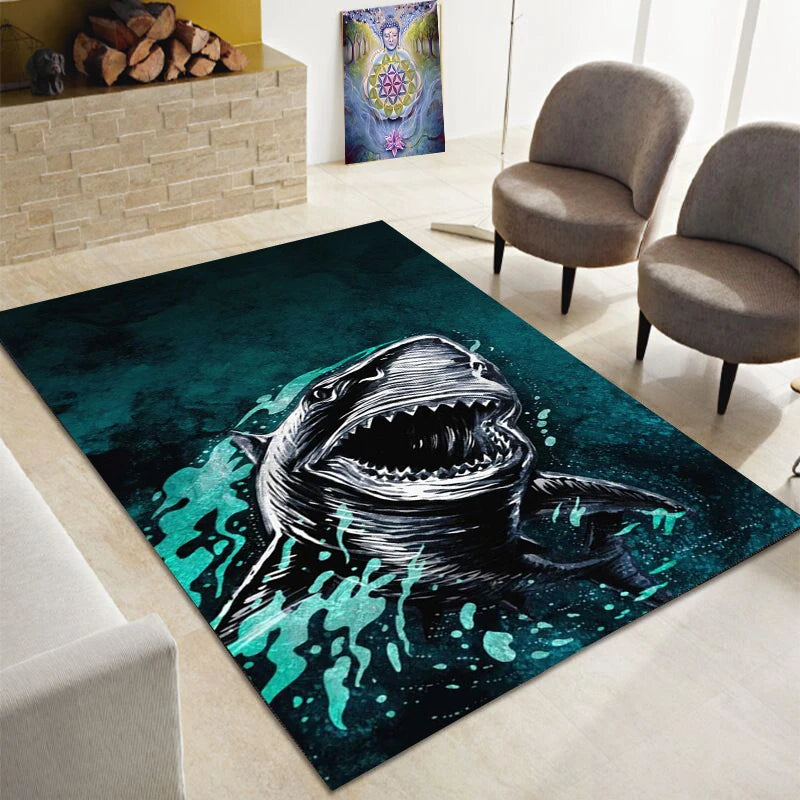 Ocean Shark Floor Mat Waterproof Carpet Living Room Small Carpet Bedroom Bedside Window Carpet Gift bedroom decor