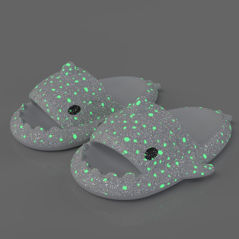 3cm Thick Sole Man Women Shark Slippers Luminous Shark Slippers Summer Adult Couples Cool Slippers Home Anti-skid Slippers