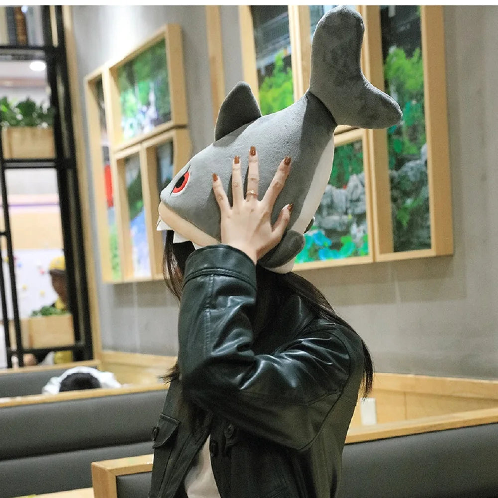 Adult Funny Electric Shark Hat Can/Can't Move Fish Tail Hat Short Plush Singing Dancing Props Toys For Halloween Christmas Gift