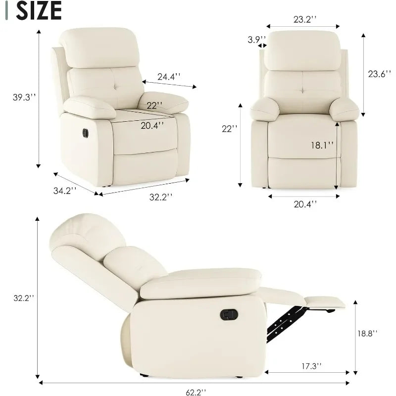 STARY Small Recliner Sofa for Living Room Chair for Adults, Ivor