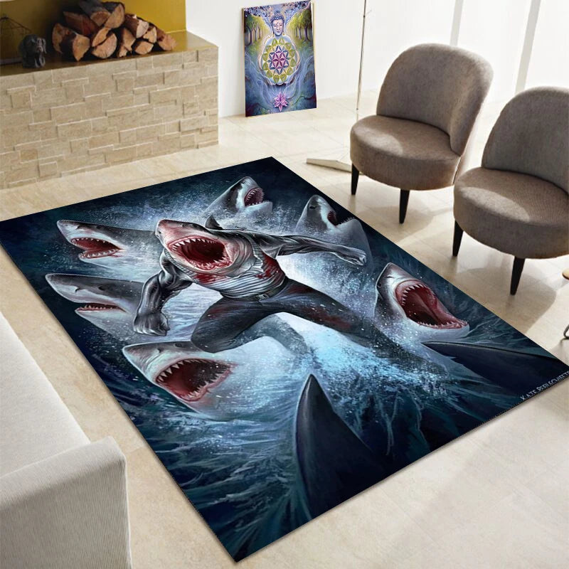 Ocean Shark Floor Mat Waterproof Carpet Living Room Small Carpet Bedroom Bedside Window Carpet Gift bedroom decor