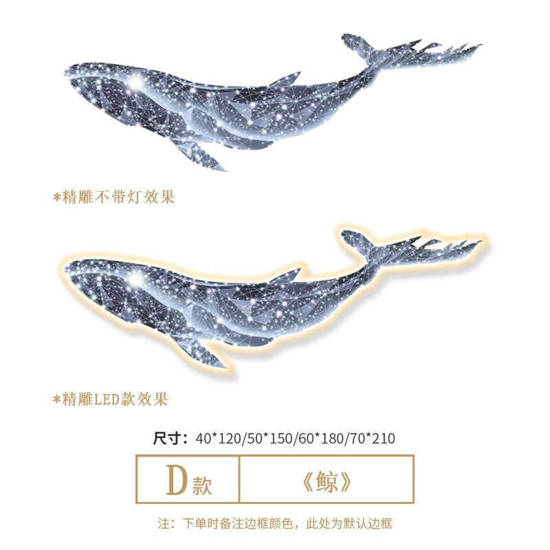 LED Lamp Painting Living Room Decoration Whale Atmosphere Lamp Decoration Painting Sofa Background Hanging Painting Mural