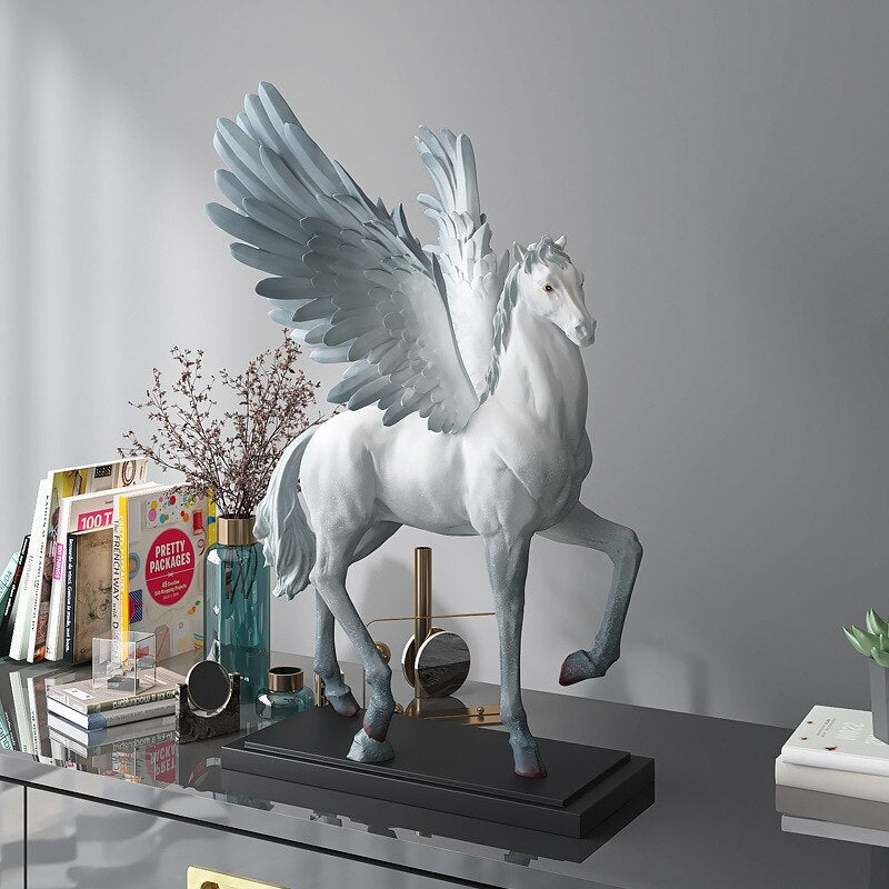 Golden Fairy Horse Art Sculpture Home Decorations Horse statue Decor for Home Live room Statu Resin Figure Office Desk Decora