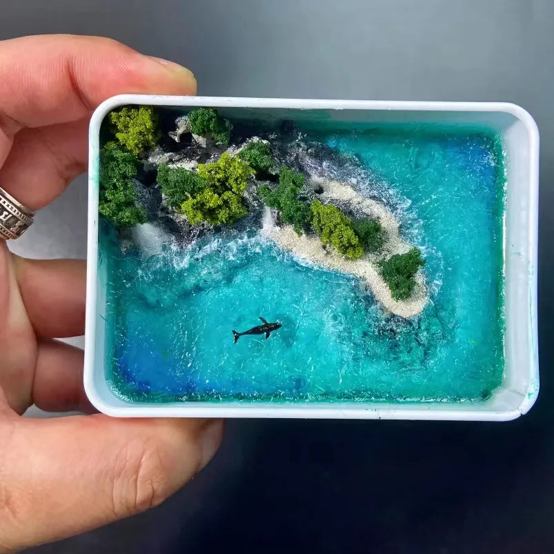 Creative Mini Box Landscape Model Simulation Healing Sea Decompression Toys Fun Ornaments Crafts Friends Birthday Small Gift