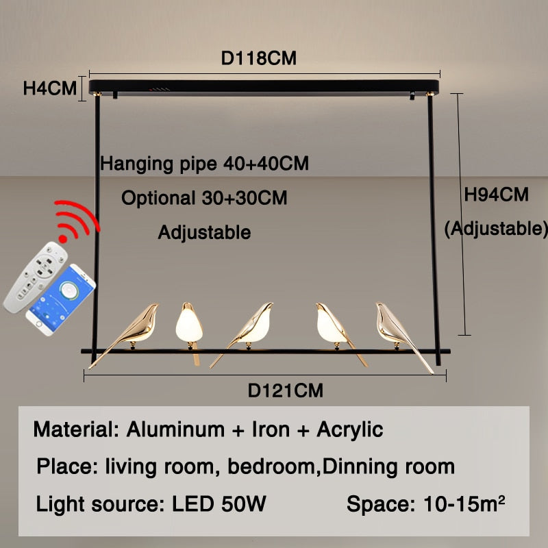 Living room dining room LED chandelier golden magpie bird home decoration dimmable lamp Nordic lamp direct sales lamps