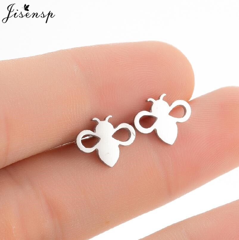 Jisensp Mini Stainless Steel Shark Stud Earrings Women Lovely Animal Jewelry Earring Cartoon Whale Fish Ear Piercing pendientes