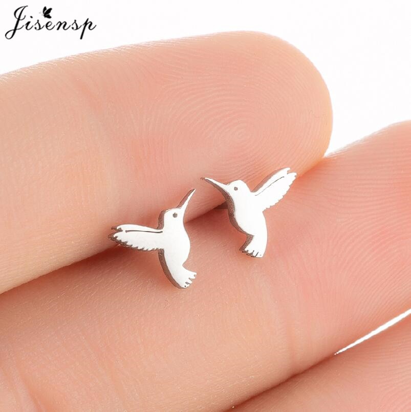 Jisensp Mini Stainless Steel Shark Stud Earrings Women Lovely Animal Jewelry Earring Cartoon Whale Fish Ear Piercing pendientes