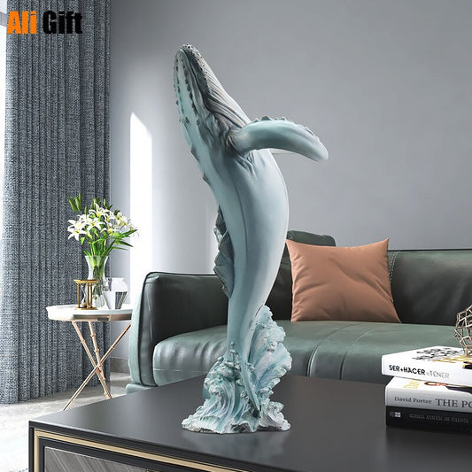 Modern Luxury Floor Whale FRP Ornaments Home Livingroom Figurines Crafts Hotel Accessories Entrance Porch Sculpture  Decoration