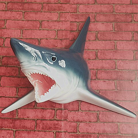 Unique Great White Shark Head Sculpture Wall Hanging Resin 3D Jaws Statue Ocean Art and Craft Ornament For Home and Bar Decor