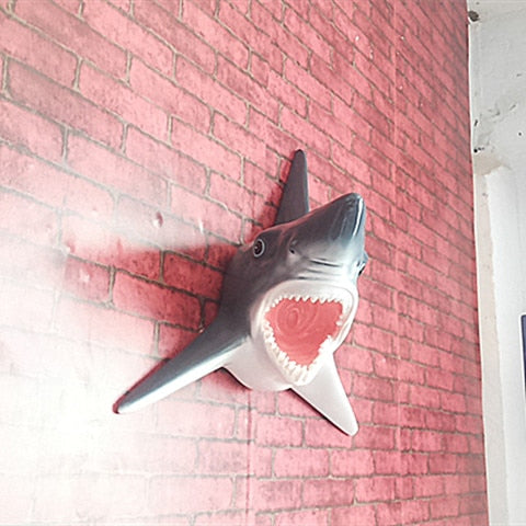 Unique Great White Shark Head Sculpture Wall Hanging Resin 3D Jaws Statue Ocean Art and Craft Ornament For Home and Bar Decor