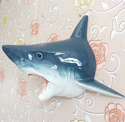 Unique Great White Shark Head Sculpture Wall Hanging Resin 3D Jaws Statue Ocean Art and Craft Ornament For Home and Bar Decor