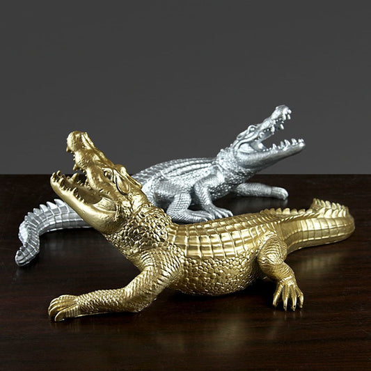 Crocodile Ornaments Resin Animal Figurines TV Cabinet Living Room Home Decoration Resin Crocodile Office Lucky Furnishings